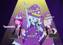 Size: 5112x3700 | Tagged: safe, artist:bakumaru01, fuchsia blush, lavender lace, trixie, equestria girls, g4, my little pony equestria girls: rainbow rocks, female, trixie and the illusions