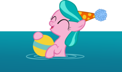 Size: 14568x8617 | Tagged: safe, artist:cyanlightning, aquamarine, earth pony, pony, g4, the one where pinkie pie knows, .svg available, absurd resolution, ball, cute, hat, party hat, simple background, solo, transparent background, vector, water