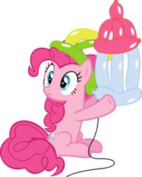 Size: 10021x12438 | Tagged: safe, artist:cyanlightning, pinkie pie, earth pony, pony, g4, the one where pinkie pie knows, .svg available, absurd resolution, baby bottle, balloon, female, simple background, sitting, solo, transparent background, vector