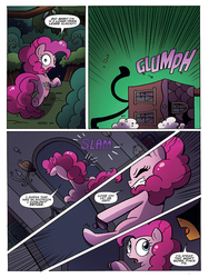 Size: 720x960 | Tagged: safe, artist:agnes garbowska, idw, official comic, cheese sandwich, housey, pinkie pie, earth pony, pony, friends forever #34, g4, my little pony: friends forever, spoiler:comic, baba yaga, comic, female, mare, preview