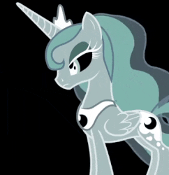 Size: 370x382 | Tagged: safe, screencap, princess luna, pony, for whom the sweetie belle toils, g4, animated, female, gif, inverted colors, solo