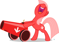Size: 2500x1797 | Tagged: safe, artist:arifproject, oc, oc only, oc:downvote, pony, derpibooru, g4, base used, bipedal, bipedal leaning, cannon, derpibooru ponified, ear piercing, happy, leaning, meta, open mouth, piercing, ponified, simple background, smiling, solo, transparent background, vector