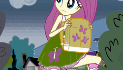 Size: 1920x1090 | Tagged: safe, edit, edited screencap, screencap, fluttershy, butterfly, equestria girls, g4, my little pony equestria girls: friendship games, backpack, boots, clothes, female, high heel boots, see-through, skirt, socks, solo