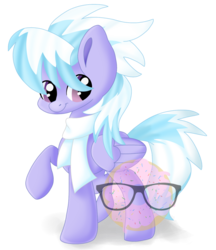 Size: 1024x1186 | Tagged: safe, artist:donutnerd, cloudchaser, pony, g4, clothes, female, obtrusive watermark, scarf, simple background, solo, transparent background, watermark