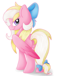 Size: 1024x1338 | Tagged: safe, artist:donutnerd, oc, oc only, oc:bay breeze, pegasus, pony, bedroom eyes, bow, butt, hair bow, heart eyes, lidded eyes, looking back, plot, seductive, seductive look, sexy, simple background, smiling, smirk, solo, stupid sexy bay breeze, tail bow, transparent background, wingding eyes