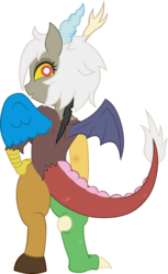 Size: 1834x3000 | Tagged: safe, artist:doctor-g, discord, draconequus, semi-anthro, g4, eris, looking at you, looking back, male, rule 63, simple background, solo, transparent background, vector