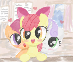Size: 849x728 | Tagged: safe, artist:ehfkdl569, apple bloom, scootaloo, sweetie belle, g4, cute, cutie mark crusaders