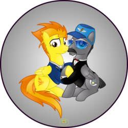 Size: 5000x5000 | Tagged: safe, artist:lakword, spitfire, whiplash, g4, absurd resolution, crack shipping, facial hair, holding hooves, moustache, shipping, simple background, transparent background, wedding day, whipfire