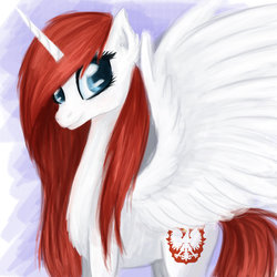 Size: 1024x1024 | Tagged: dead source, safe, artist:eljonek, oc, oc only, oc:queen poland, alicorn, pony, alicorn oc, nation ponies, poland, ponified, solo, spread wings