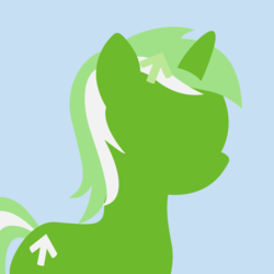 Size: 770x770 | Tagged: safe, artist:arifproject, oc, oc only, oc:upvote, pony, unicorn, derpibooru, blue background, derpibooru background pony icon, derpibooru ponified, female, horn, lineless, mare, meta, ponified, simple background, solo