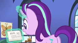 Size: 1100x618 | Tagged: safe, screencap, starlight glimmer, pony, unicorn, every little thing she does, g4, butt, female, glimmer glutes, glowing horn, horn, magic, mare, plot, smiling, solo, telekinesis
