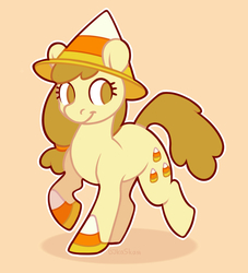 Size: 2169x2389 | Tagged: safe, artist:djkaskan, derpibooru exclusive, oc, oc only, earth pony, pony, candy, candy corn, cute, food, halloween, high res, raised hoof, solo