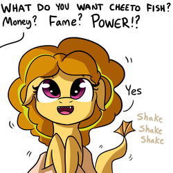 Size: 1280x1280 | Tagged: safe, artist:tjpones, part of a set, adagio dazzle, human, pony, siren, equestria girls, g4, adoragio, cute, dialogue, floppy ears, hand, holding a pony, looking at you, looking up, offscreen character, open mouth, pov, shaking, sharp teeth, shivering, simple background, smiling, tail wag, teeth, tiny ponies, what do you want, white background, yes