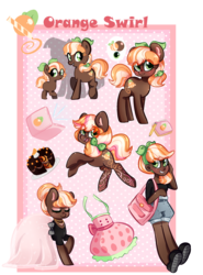 Size: 1341x1809 | Tagged: safe, artist:xaika, oc, oc only, oc:orange swirl, equestria girls, g4, cake, clothes, dress, equestria girls-ified, foal, food, reference sheet