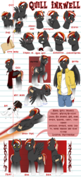 Size: 3080x6674 | Tagged: safe, artist:art-forarts-sake, oc, oc only, oc:ash, oc:quill inkwell, dog, pony, anthro, anthro with ponies, baby, baby pony, colt, human facial structure, male, pet, pet oc, reference sheet