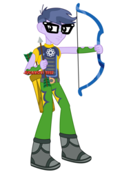 Size: 752x1063 | Tagged: safe, artist:jucamovi1992, micro chips, equestria girls, g4, my little pony equestria girls: friendship games, archery, male, simple background, solo, transparent background
