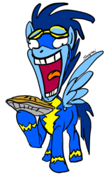 Size: 896x1408 | Tagged: safe, artist:snapai, soarin', pony, g4, ed edd n eddy, food, male, matt hill, pie, simple background, solo, that face, that pony sure does love pies, transparent background, voice actor joke