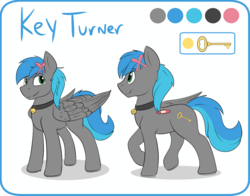 Size: 1280x1002 | Tagged: safe, artist:swiftsketchpone, oc, oc only, oc:key turner, pegasus, pony, bell, bell collar, collar, reference sheet, solo