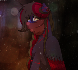 Size: 1876x1681 | Tagged: safe, artist:asika-aida, oc, oc only, pegasus, pony, ear piercing, piercing, sitting, solo, space