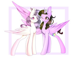 Size: 1304x1021 | Tagged: safe, artist:clefficia, oc, oc only, alicorn, pegasus, pony, alicorn oc, duo, hug, simple background, winghug