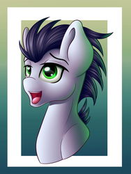 Size: 3000x4000 | Tagged: safe, artist:emberslament, artist:spirit-dude, soarin', g4, bust, collaboration, looking up, male, open mouth, solo