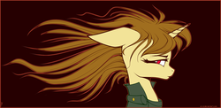 Size: 2560x1245 | Tagged: safe, artist:xn-d, oc, oc only, oc:katya ironstead, pony, unicorn, solo, windswept mane