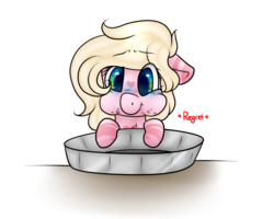 Size: 1024x819 | Tagged: safe, artist:h-analea, oc, oc only, oc:hanalea, pony, cute, pie tin, puffy cheeks, regret, simple background, solo, transparent background
