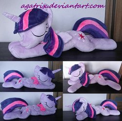 Size: 1024x1014 | Tagged: safe, artist:agatrix, twilight sparkle, alicorn, pony, g4, bow, eyes closed, irl, photo, plushie, sleeping, solo, twilight sparkle (alicorn)