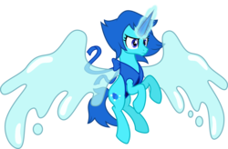 Size: 5519x3624 | Tagged: safe, artist:osipush, alicorn, gem (race), gem pony, pony, artificial wings, augmented, crossover, crystal horn, female, gem, horn, hydrokinesis, lapis lazuli, lapis lazuli (steven universe), magic, magic wings, mare, ponified, solo, steven universe, water, wings