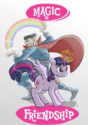 Size: 956x1364 | Tagged: safe, artist:dan hogan, twilight sparkle, alicorn, human, pony, g4, cbr, cloak of levitation, comic book resources, crossover, doctor strange, eye of agamotto, marvel, the line it is drawn, twilight sparkle (alicorn)