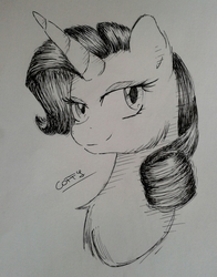 Size: 1717x2195 | Tagged: safe, artist:coffytacotuesday, rarity, g4, bust, female, monochrome, portrait, solo