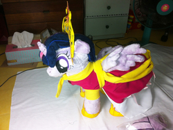 Size: 2592x1936 | Tagged: safe, artist:kardien, twilight sparkle, alicorn, pony, g4, big crown thingy, clothes, coronation dress, dress, irl, jewelry, photo, plushie, regalia, solo, twilight sparkle (alicorn)