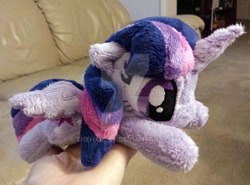 Size: 800x592 | Tagged: safe, artist:theharley, twilight sparkle, alicorn, pony, g4, hand, irl, photo, plushie, solo, twilight sparkle (alicorn), watermark