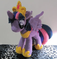 Size: 1024x1055 | Tagged: safe, artist:nerdyknitterdesigns, twilight sparkle, alicorn, pony, g4, amigurui, big crown thingy, irl, jewelry, photo, plushie, regalia, solo, twilight sparkle (alicorn)