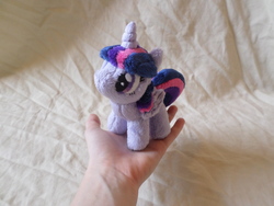 Size: 4608x3456 | Tagged: safe, artist:shadowkrafts, twilight sparkle, alicorn, pony, g4, cute, fluffy, hand, holding a pony, irl, it's dangerous to go alone, mini, photo, plushie, solo, twiabetes, twilight sparkle (alicorn)