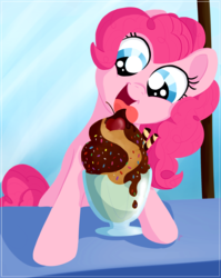 Size: 1536x1928 | Tagged: safe, artist:lemanda, pinkie pie, earth pony, pony, g4, female, food, ice cream, solo, tongue out