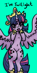 Size: 307x600 | Tagged: safe, artist:katkathasahathat, twilight sparkle, alicorn, pony, g4, belly button, big crown thingy, cute, female, flying, jewelry, regalia, solo, twilight sparkle (alicorn)