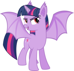 Size: 676x640 | Tagged: safe, artist:kinda-l, twilight sparkle, alicorn, bat pony, bat pony alicorn, pony, g4, bat ponified, female, mare, race swap, simple background, solo, spread wings, transparent background, twibat, twilight sparkle (alicorn), vector, wings