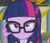 Size: 500x434 | Tagged: safe, screencap, sci-twi, twilight sparkle, equestria girls, g4, my little pony equestria girls: friendship games, bust, cropped, female, frown, glare, glasses, lidded eyes, looking at you, loose hair, portrait, reaction image, solo, unamused