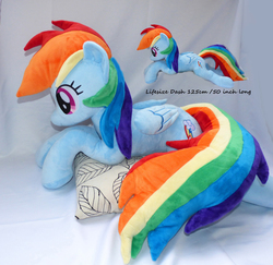 Size: 3240x3152 | Tagged: safe, artist:epicrainbowcrafts, rainbow dash, g4, high res, irl, life size, photo, plushie, prone, solo