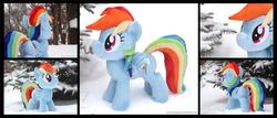 Size: 4095x1754 | Tagged: safe, artist:peruserofpieces, rainbow dash, g4, irl, photo, plushie, snow, solo