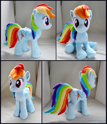 Size: 2089x2434 | Tagged: safe, artist:sophiesplushies, rainbow dash, g4, high res, irl, photo, plushie, sitting, solo