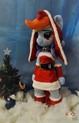 Size: 1280x1982 | Tagged: safe, artist:ketika, rainbow dash, anthro, g4, anthro plushie, christmas, clothes, female, irl, lidded eyes, photo, plushie, solo