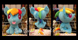 Size: 1024x533 | Tagged: safe, artist:catnapcaps, rainbow dash, pony, g4, baby, baby dash, baby pony, irl, photo, plushie, solo, tongue out