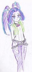 Size: 1155x2575 | Tagged: safe, artist:elgatosabio, aria blaze, equestria girls, g4, crying, female, simple background, solo, traditional art