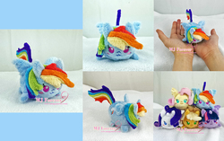 Size: 1500x941 | Tagged: safe, artist:moggymawee, applejack, fluttershy, rainbow dash, rarity, twilight sparkle, alicorn, pony, g4, blush sticker, blushing, hand, irl, photo, plushie, solo focus, tsum tsum, twilight sparkle (alicorn)