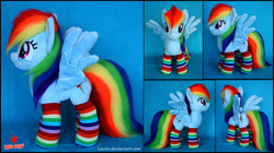 Size: 1024x573 | Tagged: safe, artist:lavim, rainbow dash, g4, clothes, fluffy, irl, photo, plushie, rainbow socks, socks, solo, striped socks