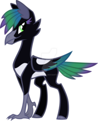 Size: 1024x1267 | Tagged: safe, artist:agentkirin, oc, oc only, oc:avarice, classical hippogriff, hippogriff, magpie, antagonist, cloven hooves, power ponies oc, simple background, solo, transparent background