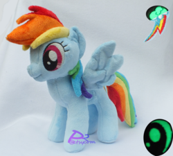 Size: 3504x3156 | Tagged: safe, artist:kiashone, rainbow dash, g4, glow in the dark, high res, irl, photo, plushie, solo