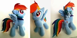 Size: 2568x1280 | Tagged: safe, artist:bevca, rainbow dash, g4, irl, photo, plushie, solo